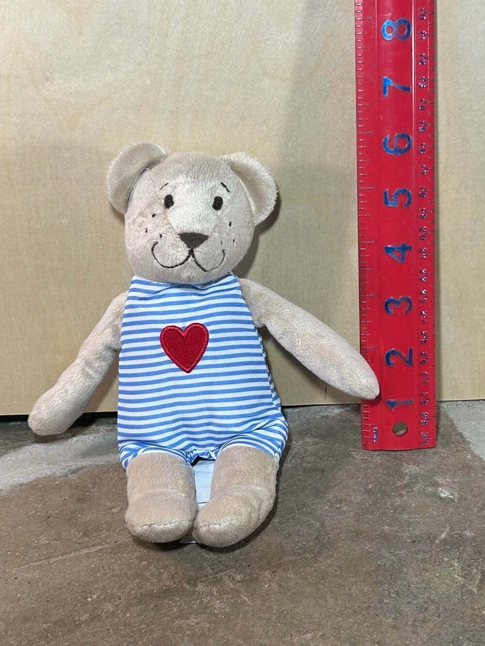 Ikea Fabler Bjorn Blue Stripe Red Heart Teddy Bear 9” Plush Soft Toy
